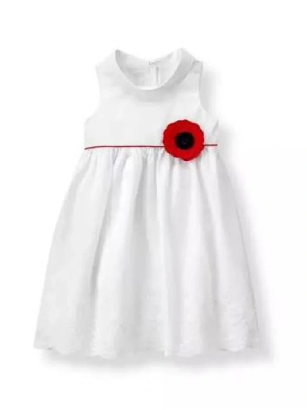 Janie and Jack White Eyelet Cotton Flower Accent Girls Dress